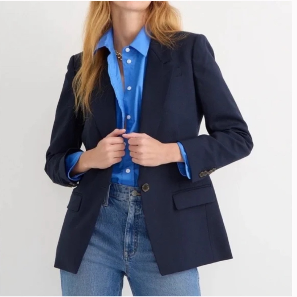 J.Crew Regent Navy Wool Blazer Jacket Size 0